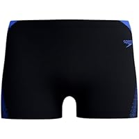 Speedo Hyperboom Splice Aquashort Swimming Trunks| Quick Drying | Training | Fitness | Chlorine Resistant Aquashort para Hombre, Black/Cobalt Pop, 38