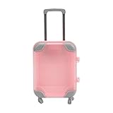 F Fityle Mini-Reisekoffer, Miniatur-Trolley, ideal zum Transport von Kosmetikartikeln und künstlichen Wimpern, für und Puppen, Rosa