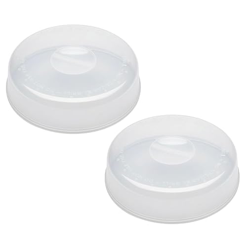 meberg PF11206_x2 Mikrowellendeckel flach 2er Set 26,5 cm BPA frei Kunststoff Mikrowellenabdeckhaube Mikrowellenhaube transparent Mikrowellebabdeckung Abdeckung Mikrowelle