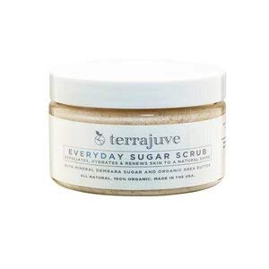 TerrajuveSugar Scrub Face and Body Exfoliator , Exfoliates, Hydrates, and Renews Skin to a Natural Shine, Made of Demerara Sugar and Enriched with Raw Shea Butter, Pure, Organic, Made in USA