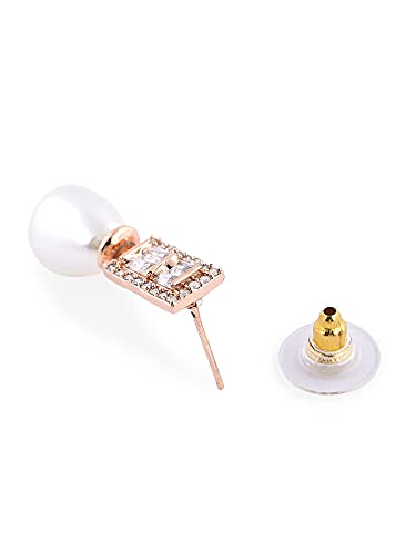 Women's Contemporary Cubic Zirconia & Brass Stud Earrings