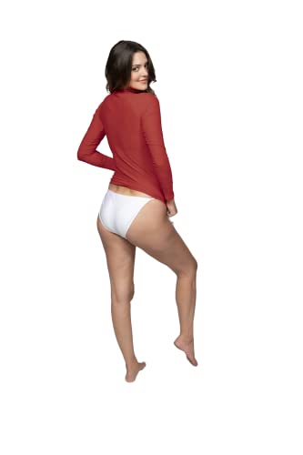 Ingear Women's Uv Sun Protection Long Sleeve Rash Guard Wetsuit Swimsuit Top (Red, Large) #TOP2