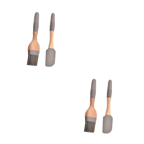 ibasenice 2sets Silicone Baking Tools Kitchen Basting Brush Scraper for Bbq Grilling and Baking Food-grade Silicone Handle for Marinades Sauces and Butter