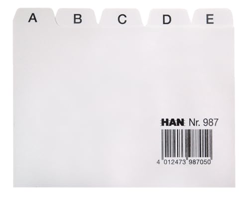 Index alphabétique A - Z HAN 987 DIN A7 horizontal en gris pour l'organisation de fiches