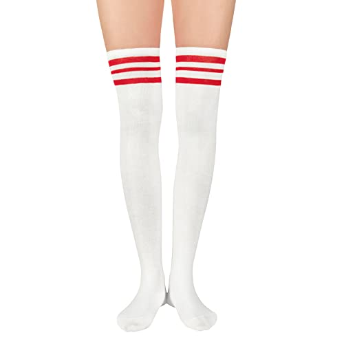 Image of Zando Womens Stripes Thigh High Socks Thigh Highs Casual Knee High Stockings