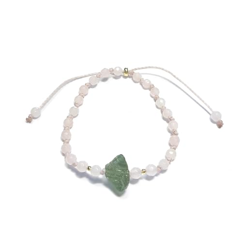 Bracelet en Quartz Rose et Grenat Vert – Bijou en Pierres Naturelles