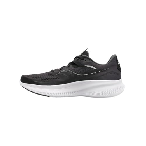 Saucony Men's Ride 15 Sneaker, Black/White, 12