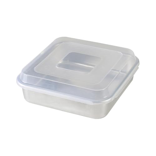 Image of Nordic Ware Natural Aluminum Commercial Square Cake Pan with Lid, Exterior 9.88 x 9.88 Inches