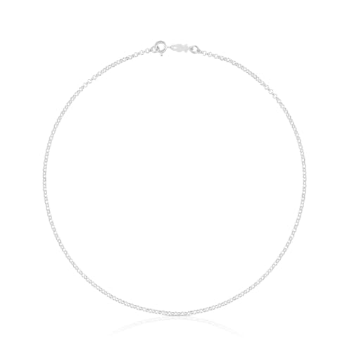 TOUS Gargantilla de Plata de Primera Ley para Mujer con Anillas Redondas, 40 cm de Largo, Clásica y Atemporal, Colección Chain
