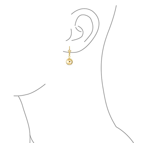 Classic Elegant Simple Round Light Weight Dangle Lever Back Drop Ball Earrings For Women Polished Yellow 18K Gold Plated Brass 10Mm #TOP2