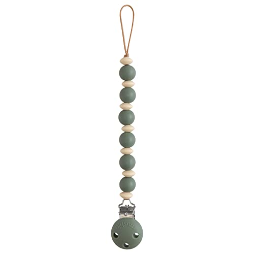 Image of mushie 100% Silicone Baby Pacifier Clip BPA Free | Luna (Dried Thyme)