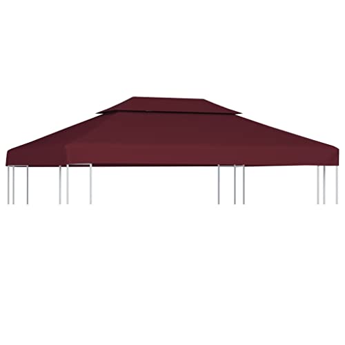 vidaXL Toile Supérieure Double de Belvédère 310 g/m² 4x3 m Bordeaux Tonelle