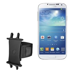 BoxWave Holster Compatible with Galaxy S4 - ActiveStretch Sport Armband, Adjustable Armband for Workout and Running - Jet Black