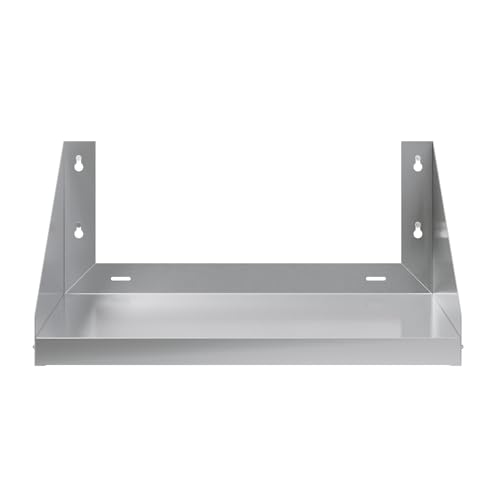 Image of AmGood Stainless Steel Microwave Shelf | NSF Certified | Appliance Shelf | Heavy Duty | Commercial Grade | Wall Mount | Silver (24 inch Length x 24 inch Width)