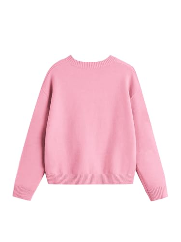 Girls Fall Sweaters Pattern Casual Crewneck Long Sleeve Knit Pullover Tops for Kids Size 5-14 Years2