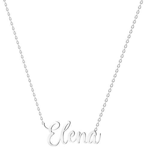 various Collar Nombre Elena Acero Inoxidable-Colgante Nombre Personalizado Plateado para Collar Mujer-Regalos Personalizados para Mujer Madres Niña Parejas, Mejor Amiga