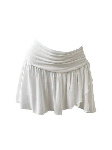 OYOANGLE Women's Layered Ruffle Asymmetrical Mini Skirt Y2K Low Waist Flowy Going Out Skirts