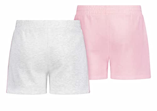 PUMA Girls' 2pk Performance Fleece Graphic Logo Short Set (Pink/Gray Stripe, Small)2