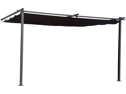 Habitat et Jardin Pergola adossée Avec toit rétractable - 3 x 4 m - Gris Anthracite
