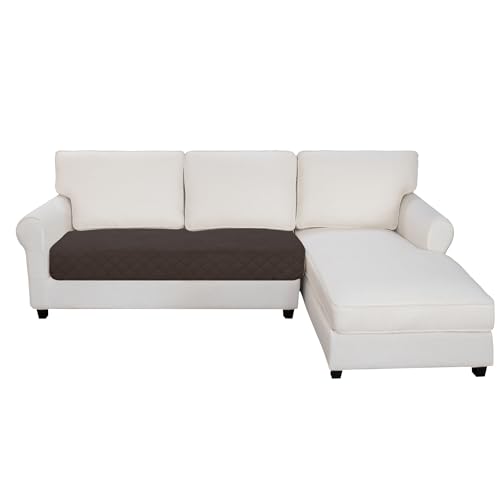 Image of Easy-Going Reversible L Shape Sectional Couch Cover 30 x 50 inches Rectangular Chaise Lounge Cover Loveseat Cushion Cover Furniture Protector for Pets Dog Cat (Chocolate /Beige)