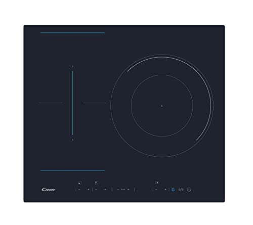 Candy CTP 634DC, Placa Inducción Flex, 3 Zonas, 60CM, 7,1KW, Mandos Independientes, Temporizador, Bloqueo de Seguridad, Indicador de Calor, Alerta Sobrecalentamiento y Derrames, Función Pausa, Negro