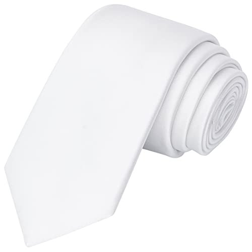 KissTies Boys Tie White Satin Necktie For Kids Boys Ties + Gift Box