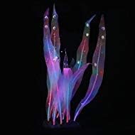 Uniclife Glowing Effect Kelp 9.84 Inch Decorative Seaweed Artificial Silicone Ornament for Fish Tank Aquarium, Pink