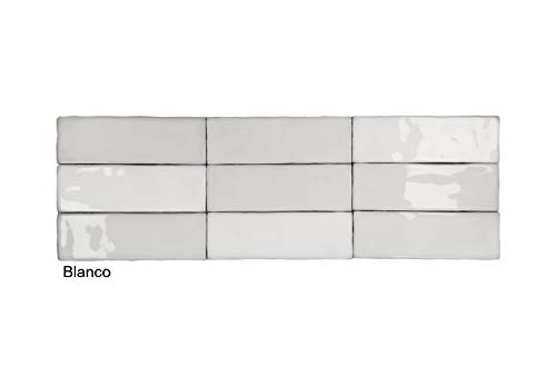 Atlas Ceramics - Porcelain Gloss Tile - Versatile Laying Options - Bathroom & Shower Wall - Kitchen or Bathroom Splashback - Traditional Art - Nolita White 2.5 in X 7.8 in