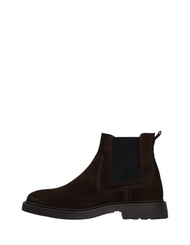 Tommy Hilfiger Botas Chelsea Hombre Comfort Elegantes, Marrón (Dark Coffee), 46 EU