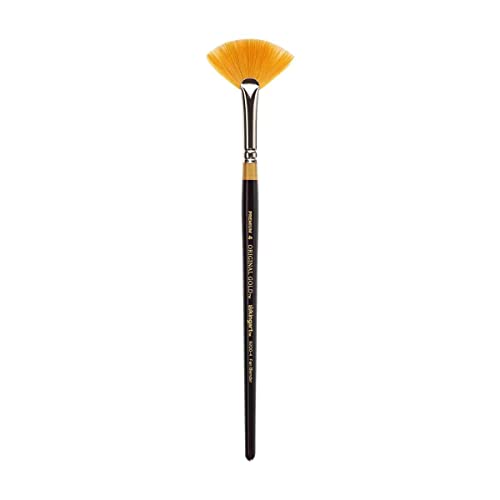 Kingart Original Gold 9200 Fan Blender Paintbrush Series, Premium Golden Taklon Multimedia Artist Brushes, Painting Tools For Oil, Acrylic, Watercolor And Gouache, Set Of 4 Unique Sizes #TOP5