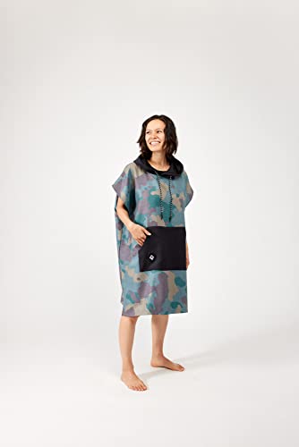 Nomadix Changing Poncho - XS - Quick Dry & Absorbent Hooded Surf & Swim Poncho - Sewn Sides for Private Changing - Front Pocket Storage - Made from Post-Consumer Recycled Materials - Camo Green3