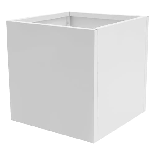 MooBeey 50x50x50 cm Blumentopf Pflanzkasten aus Stahl, Quadratisches Blumenkasten Pflanzentöpfe mit Schutzhandschuhe, Übertopf Pflanztopf Pflanzgefäß Deko Pflanzkiste für Innen und Außen (Weiß)