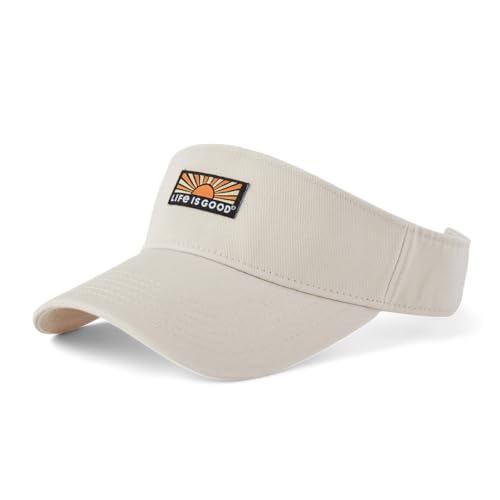 Life is Good. Retro Sunburst Updated Visor Cap, Bone, One Size