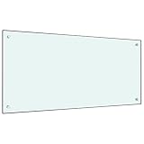 vidaXL Küchenrückwand Spritzschutz Fliesenspiegel Glasplatte Rückwand Herdspritzschutz Wandschutz Herd Küche Weiß 120x60cm Hartglas