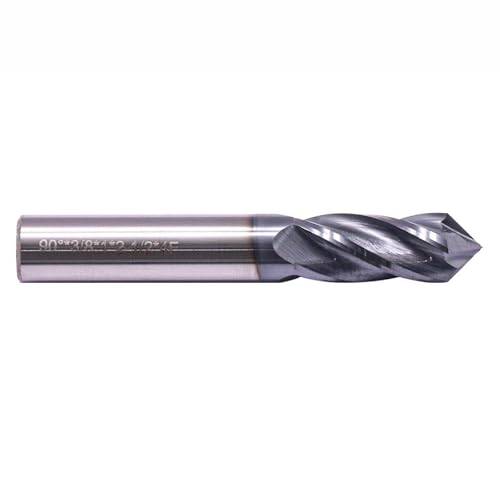 Image of BestParts 2Pcs 3 /8 inch 4-Flute 90 Degree Solid Carbide Drill Mill - AlTiN Coated, 90 Included Angle, 4 Flute, 3 /8 inch Cutting Diameter, 3 /8 inch Shank Diameter, 1 inch Length of Cut, 2-1 /2 inch Overall Length