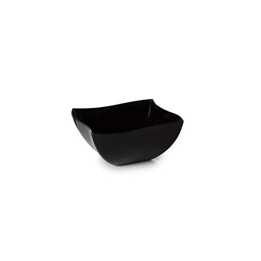 Elegante cuencos cuadrados con forma de onda china como platos de plástico duro – negro – 450 ml – 4 piezas