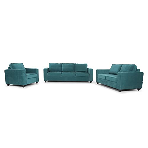 Image of Wakefit Sofa Set | 3 Year Warranty | Sofa 6 Seater, 6 Seater Sofa for Living Room, Wooden Sofa Set, Sofa Set 3+2+1 Seater - Napper(Malphino : Malibu Green)