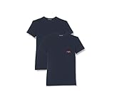 Slim Fit Emporio Armani Underwear Mens 2-Pack Monogram T-Shirt, Marine/Marine, M