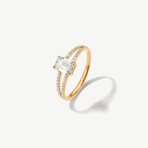 AGVANA Bound by Brilliance IGI Certified 1 Carat Emerald-Cut Lab-Grown Diamond Engagement Ring for Women Anniversary Wedding Ring in 14K Solid Gold (D-E Color, VS Clarity, 1.19 Ct. Tw)4