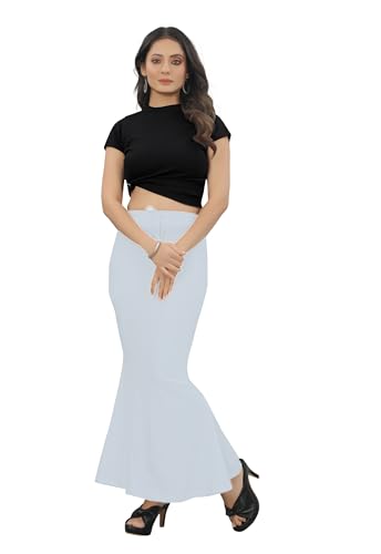 Image of Women's Polyester Blend Shapewear Patticoat Fishcut Flare Pattern Stretchable Drawstring Waist Maxi Length and Slim Fit Body Shaper Peticoat for Saree Daily Use Peticoat