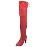 Optusly Damen High Heel Schnürstiefel High Heels Langschaft Winterstiefel Lang Boots Basic Winter Overknee Stiefel Plateau Langschaftstiefel Hohe Stiefel Mitte Wade Stiefel