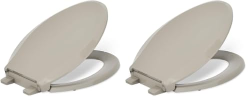 Image of KOHLER 4636-RL-G9 Cachet ReadyLatch Elongated Toilet Seat Slow Close, Soft Close Toilet Seat Quiet Lid, Contoured Grip-Tight Bumpers Installation Hardware, Apartment Essentials, Sandbar (Pack of 2)