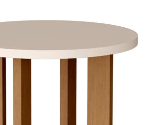 Mesa Lateral Redonda para Sala - Perola/Nature - Maite - TuttiCasa