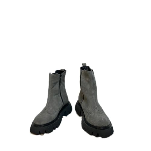Bottes élégantes grises en cuir pour femme chic au quotidien