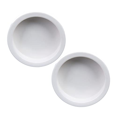 BESPORTBLE 2個爬虫類用厚手食器 逃げ出し防止 小型トカゲ適応 丸形 白色 ペット餌用ボウル入り 滑らかで清掃簡単