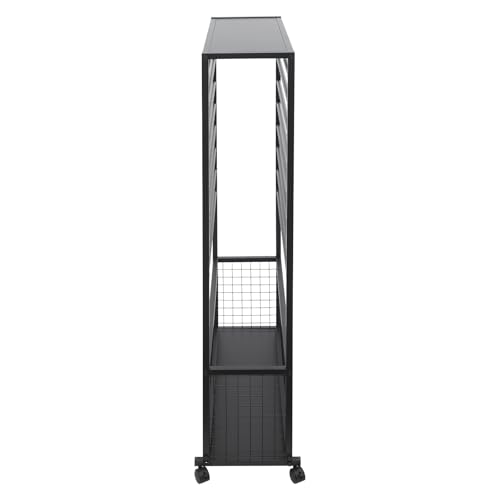 Image of CNCEST Double-Sided 16-Layer Ribbon Holder Organizer Rack,Free Standing Mobile Ribbon Holder,Metal Ribbon Stand Organizer Ribbon Storage Shelf for Craft Room,Wrapping Paper (Black,31.5x12.6x59.06in)