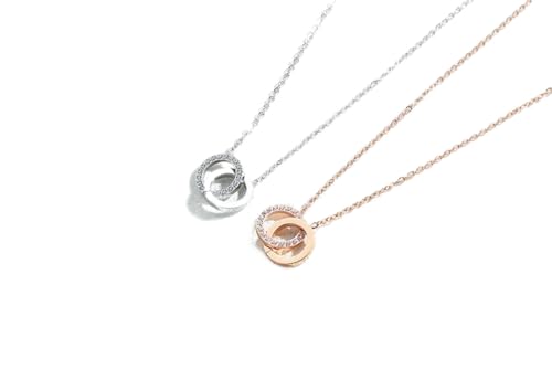 RAYPOW Pack 2 Collar Colgante con Aros en Latón con Acabado en Chapado de Oro de 14 Quilates hipoalergénico y brillante para siempre Cadena de Talla Única Joyas para Mujer Color Oro y Plata