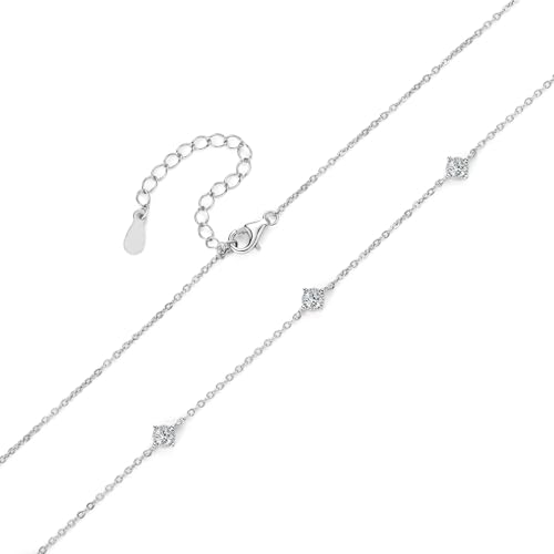 Moissanite Necklace for Women, 925 Sterling Silver Station Choker Necklaces D Color VVS1 Clarity Lab Created Imitation-diamond Dainty Simple Jewelry with Certificate of Authenticity2