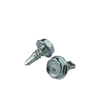 100 Pcs 10-1/2 Hex Washer Head Self Drilling, Tapping Sheet Metal Screws, C1022 Material, Zinc CR+3 Coating with Drilltip: 3