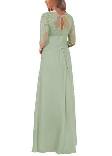 Mother of The Bride Dresses for Wedding Long Lace Evening Gows Formal Dress with Sleeves Chiffon2